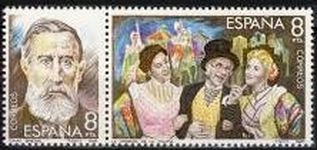 z vendido ESPAÑA 1982 2655/6 Sellos Nuevos Maestros de la Zarzuela Escena La Verbena de la Paloma y Tomas Bretón c/charnela Espana Spain Espagne Spagna Spanje Spanien Yvert2283/4 Scott2288/9 